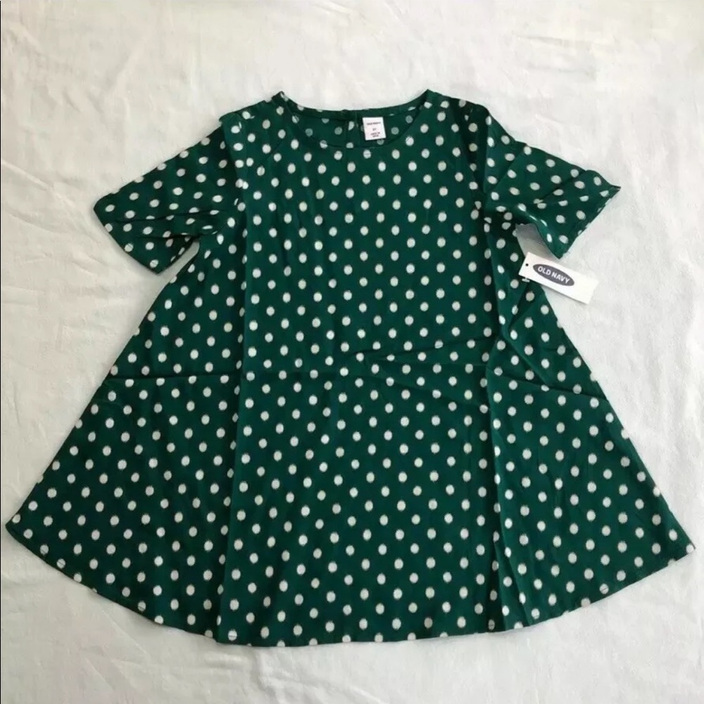NWT girls green Elbow-sleeve swing dress
